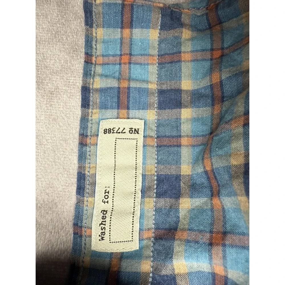 J Crew Shirt Mens Medium Blue Plaid Slim Untucked Organic Cotton‎ Stretch Casual